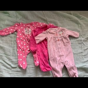 3 newborn footed sleepers